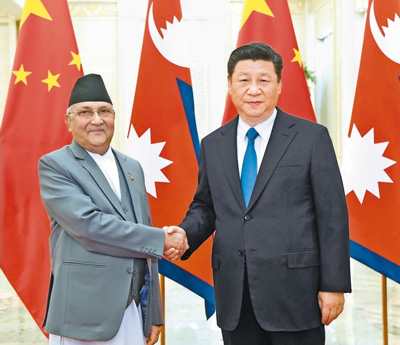 习近平会见尼泊尔总理奥利