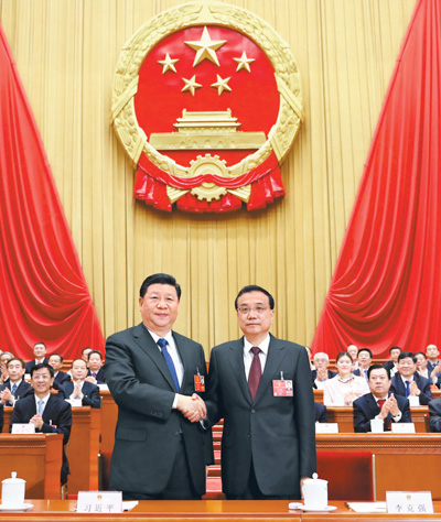 根据国家主席习近平的提名 决定李克强为国务院总理